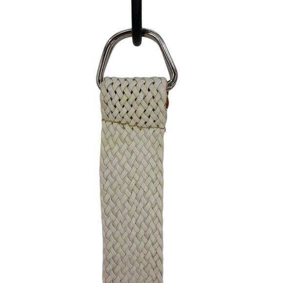 White Country Braided Basket Weaved Wide O-ring Belt 2.5" Wide Size M 34" - Picture 3 of 10